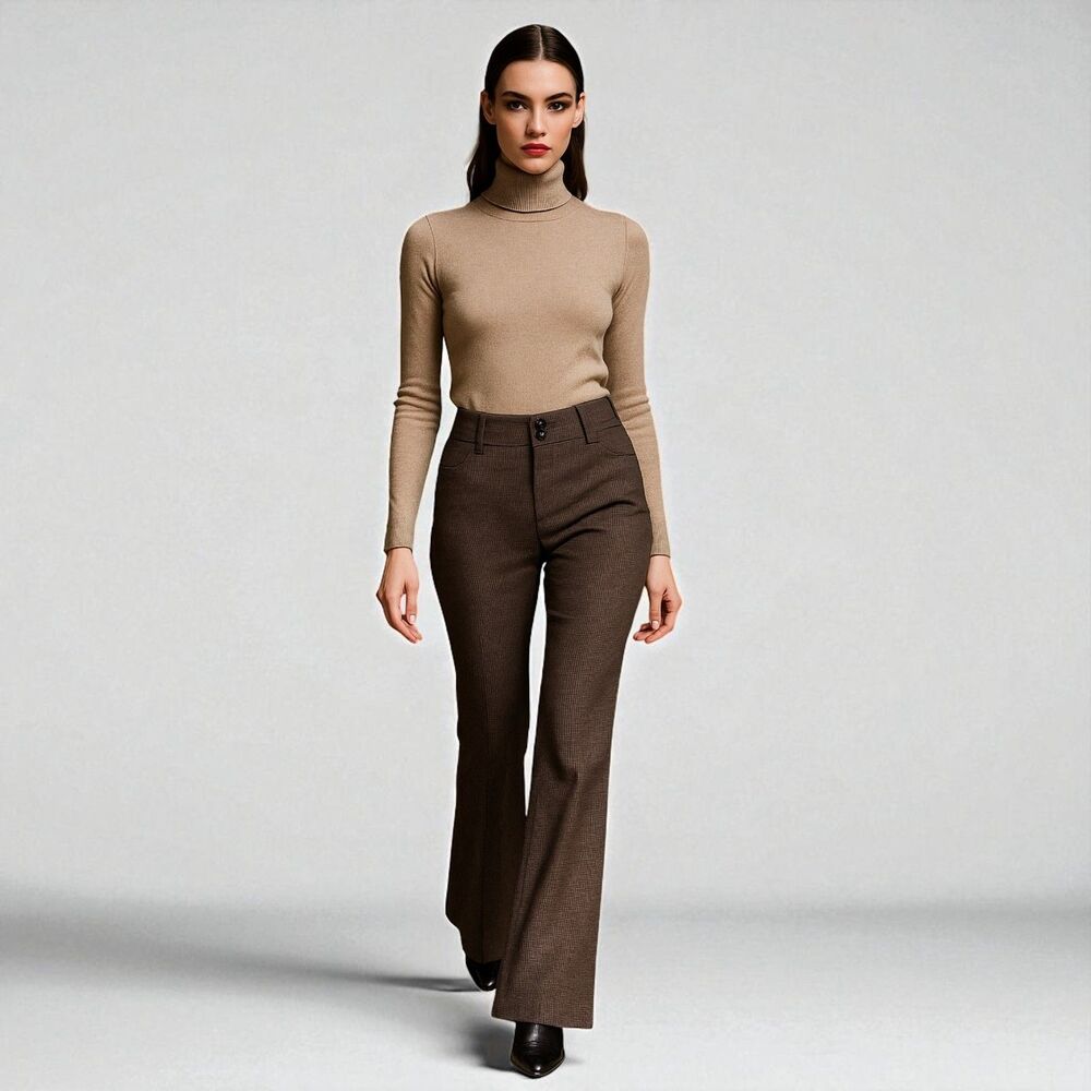 ๐ Mariagrazia Panizzi Plaid Wide Leg Flare Pants Made in Italy